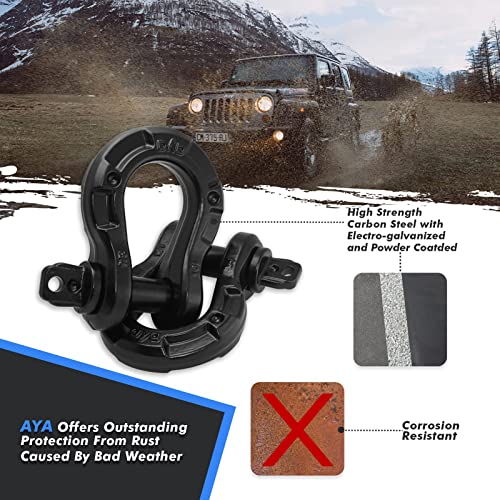 AyA Gear Shackles 3/4" D Ring Shackle (2 Pack) 77,000Ibs(35T) Break Strength with 7/8" Screw Pin and Shackle Isolator & Washers Kit for Tow Strap Winch Off Road Vehicle Recovery Black - Image 2