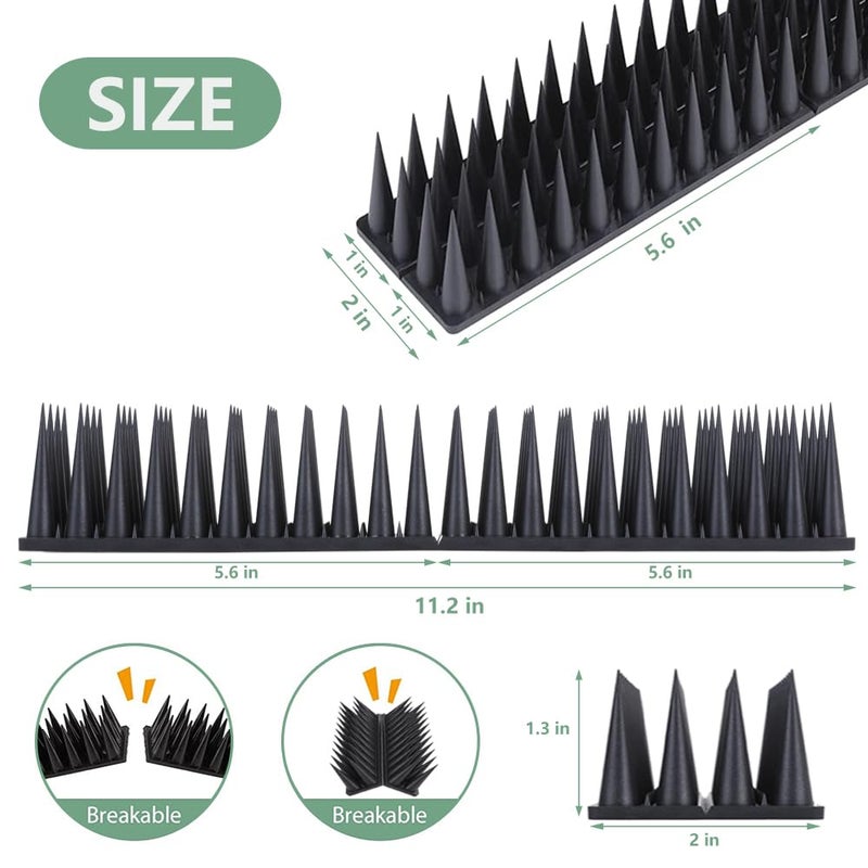 Quunoot Bird Spikes, 20 Pack Bird Guard Spikes for Squirrel Cat Raccoon and Other Small Animals, Pigeon Spikes for Outdoor Fences and Roofs, Durable Plastic Bird Barrier Strips - Image 4