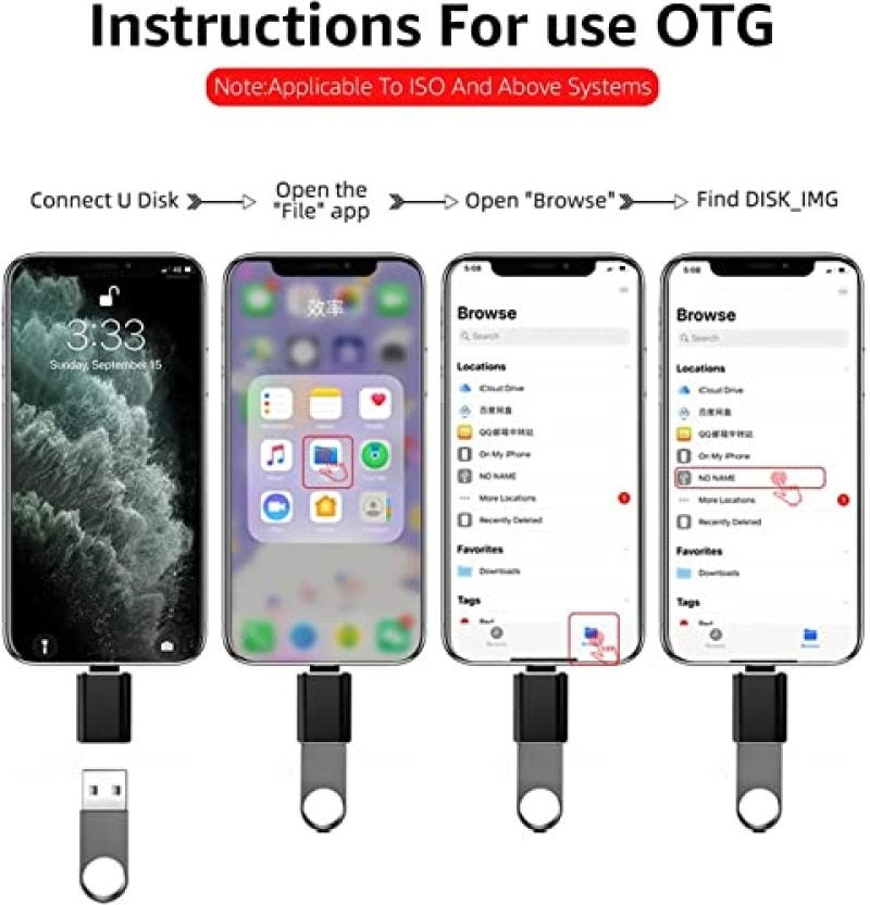 كابل ليتنغ OTG USB 3.0 لنقل بيانات عالي السرعة - كابل ليتنغ إلى USB بقشرة ألومنيوم متينة لأجهزة أيفون وآيباد والأجهزة المحمولة المستقلة - Image 3