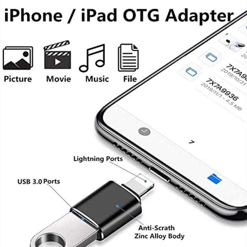 كابل ليتنغ OTG USB 3.0 لنقل بيانات عالي السرعة - كابل ليتنغ إلى USB بقشرة ألومنيوم متينة لأجهزة أيفون وآيباد والأجهزة المحمولة المستقلة - Image 2