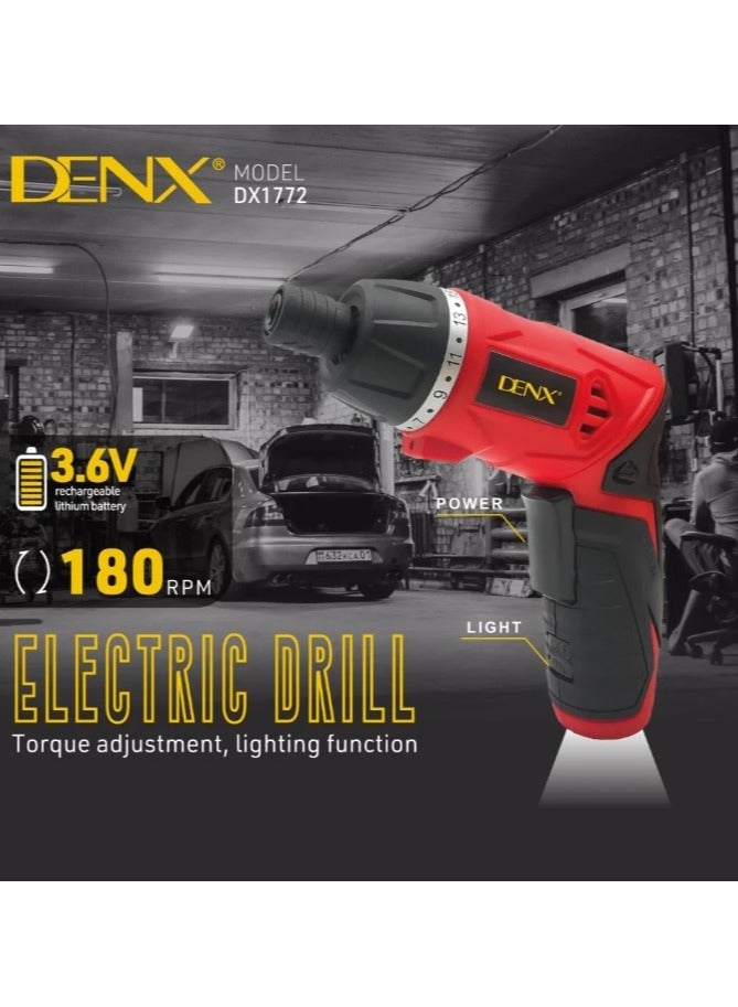 دينكس دريل لاسلكي الكتروني ذكي للفك والتركيب مزود بكشاف مدمج وبجميع المقاسات والاشكال بسرعة 180 RPM - Image 1