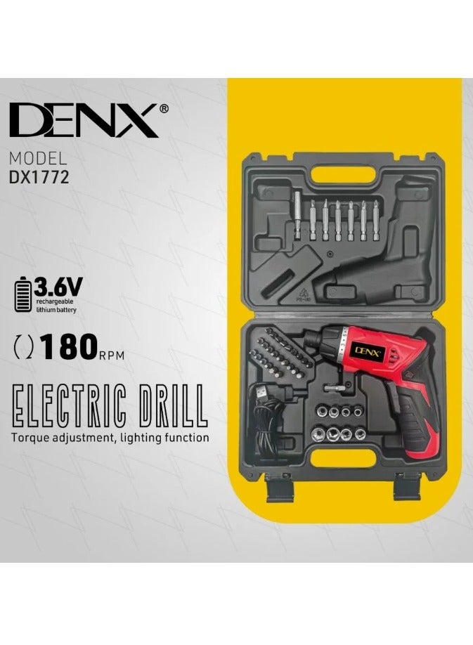 دينكس دريل لاسلكي الكتروني ذكي للفك والتركيب مزود بكشاف مدمج وبجميع المقاسات والاشكال بسرعة 180 RPM - Image 2