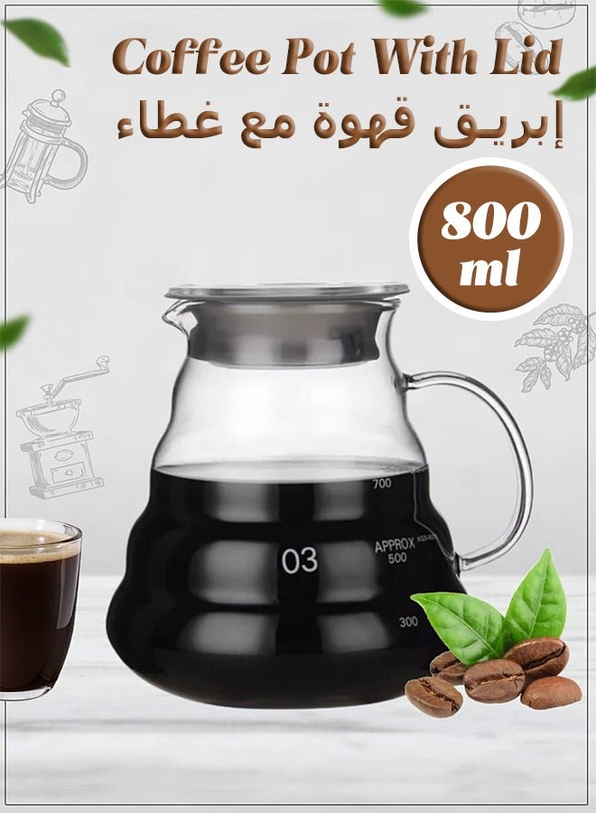 MITOYO Glass Coffee Pot - Teapot With Lid - Sharing Pot - Coffee Server - Kettle - Compatible With V60 Filter - 800ml  - Image 1