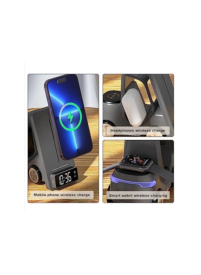 erorex - 3 In1 Fast Wireless Charger Suitable For Iphone15 14 13 12 11 X Galaxy Note 10 10 9 8 S10 S9 S8 Mate30 20 Watch And Air Pods Series Wireless Charging Devices Grey - Image 1