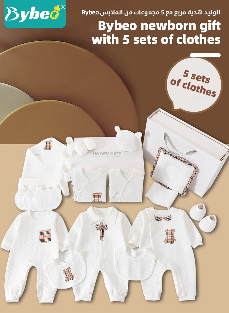 Bybeo 23PCS Newborn Baby Gifts Set, Newborn Layette Gift Set, Baby Clothes Accessories Set for Boys and Girls, Premium Cotton, Perfect Gift Box with Beautifully Suitcase for Spring Summer Autumn Winter - Image 3