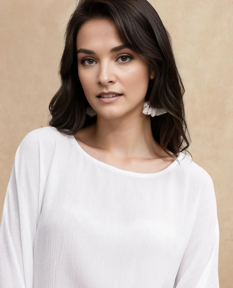 Rareism Women's Kimono Sleeve Boat Neck Top