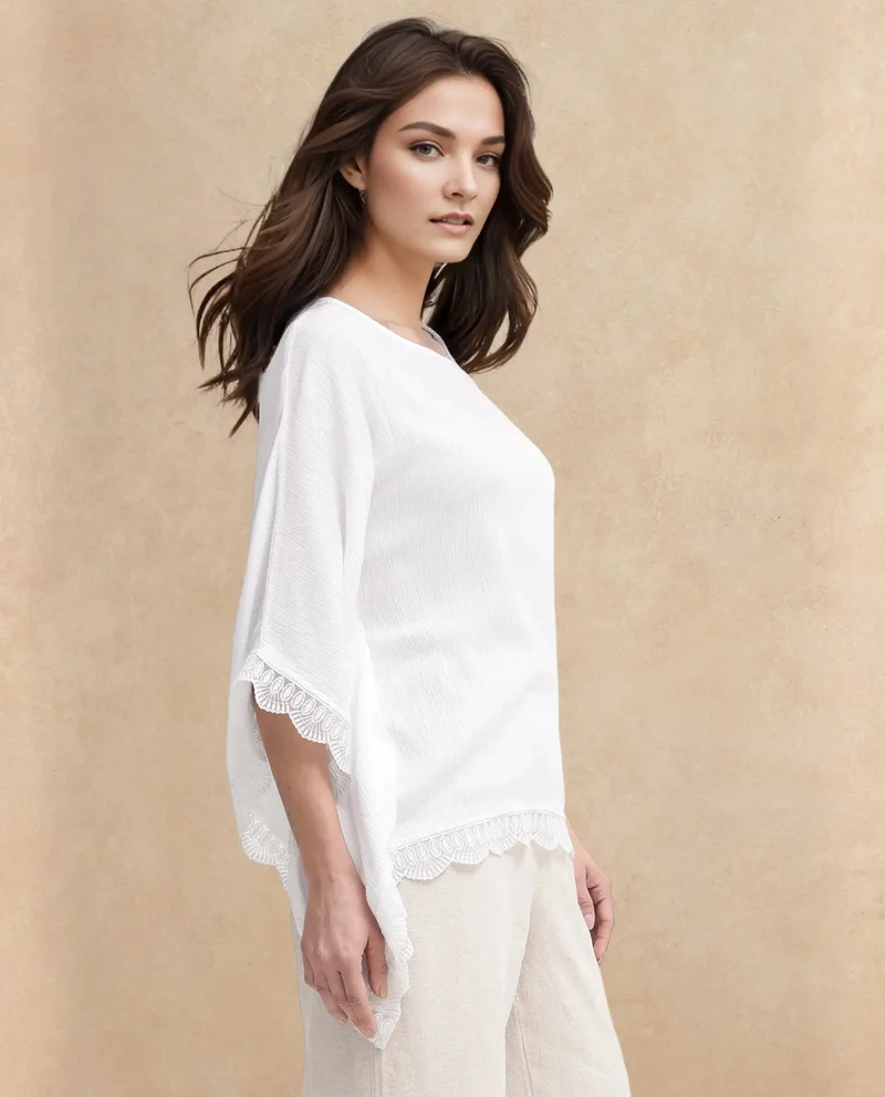Rareism Women's Kimono Sleeve Boat Neck Top