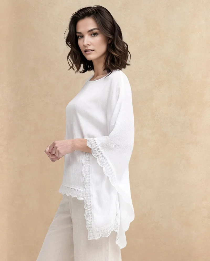 Rareism Women's Kimono Sleeve Boat Neck Top