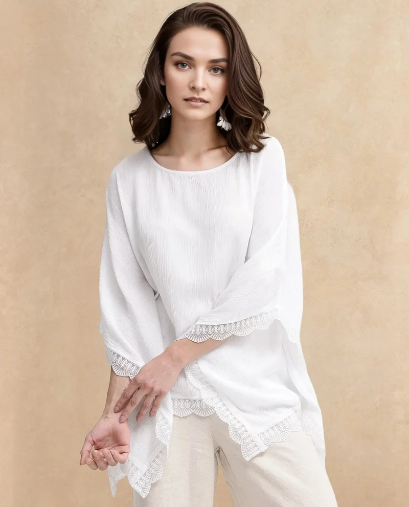 Rareism Women's Kimono Sleeve Boat Neck Top