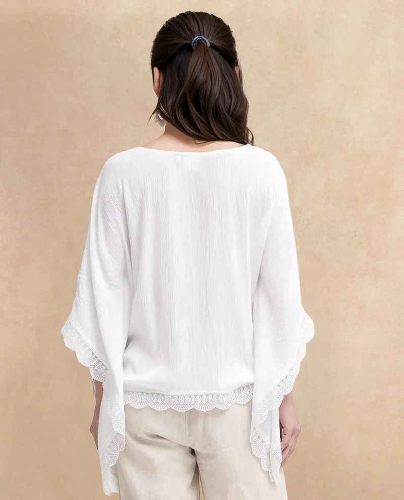 Rareism Women's Kimono Sleeve Boat Neck Top