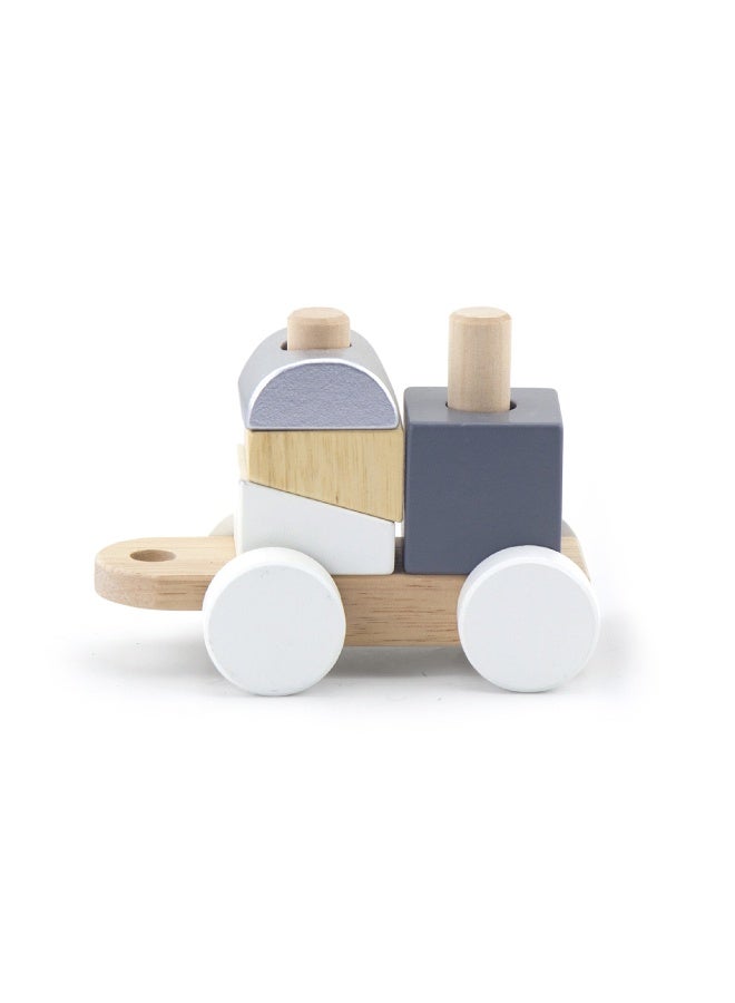 Viga Stacking Train for Kids Age 18 Months+ | Wooden Pull-Along Train with 14 Stacking Blocks - Image 3