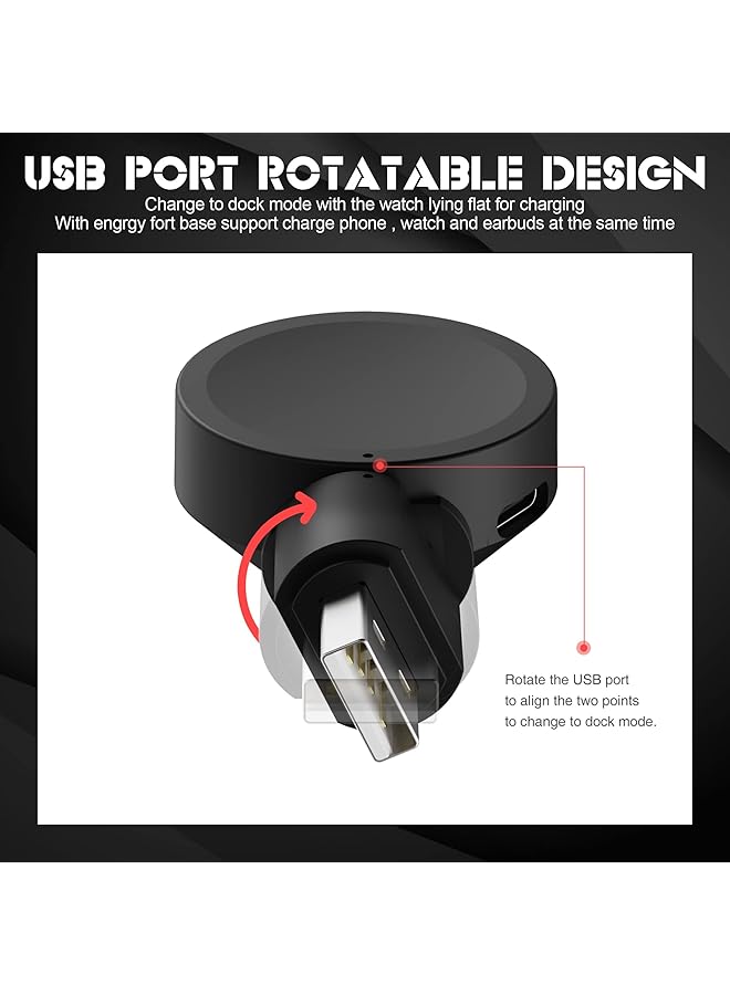 erorex For Galaxy Watch 5 4 3 Active 2 Charger Usb Travel Cordless Wireless Car Charger Keychain For Galaxy Watch5 Pro Watch4 Classic Watch3 Active And Active2 Accessories  - Image 2