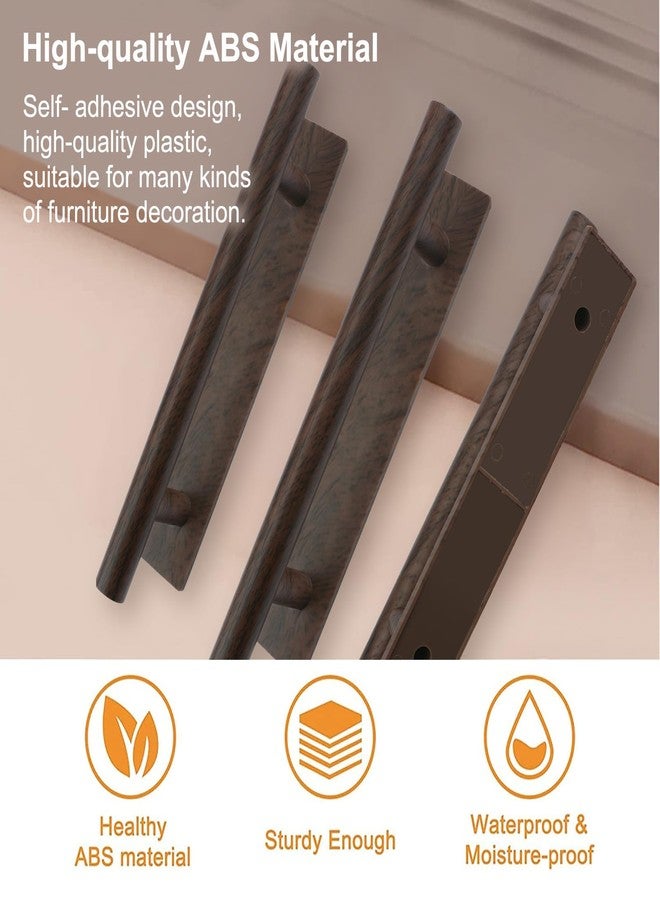 MOROBOR Self-Adhesive Long Handles, 4pcs Darkwood Plastic Convenient Opening Stick-on Handles with Plate for Kitchen Cabinet Window Sliding Closet Door - Image 3