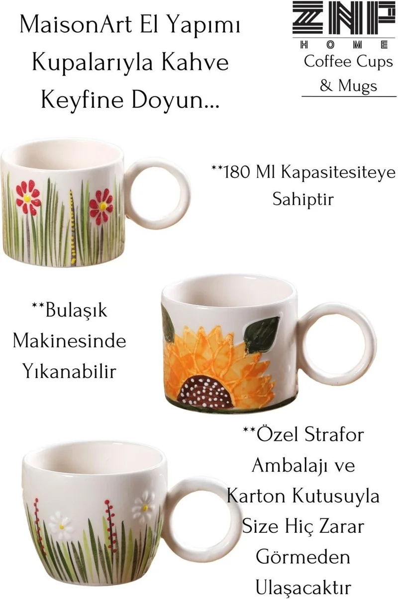 Znp Home Ivy | Handmade Ceramic Mug Cup Cup Mug Ceramic Double Turkish Coffee Cup