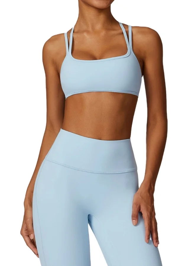 KAWN.YOGA Womens Cross Striped Back Sports Bra - Padded Low Impact Workout Yoga Bra with Removable Built in Bra