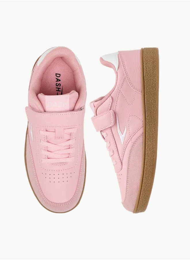 Dash Girls Panelled Sneakers with Hook and Loop Closure