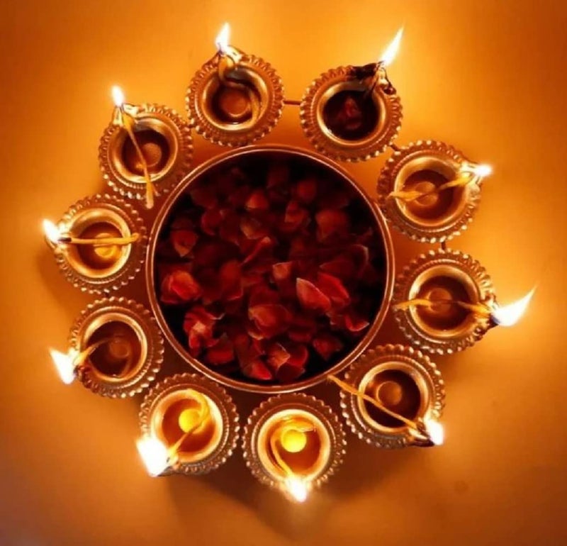 Naivete Golden Decorative Metal Diya Urli Bowl (12 inches) - Image 3