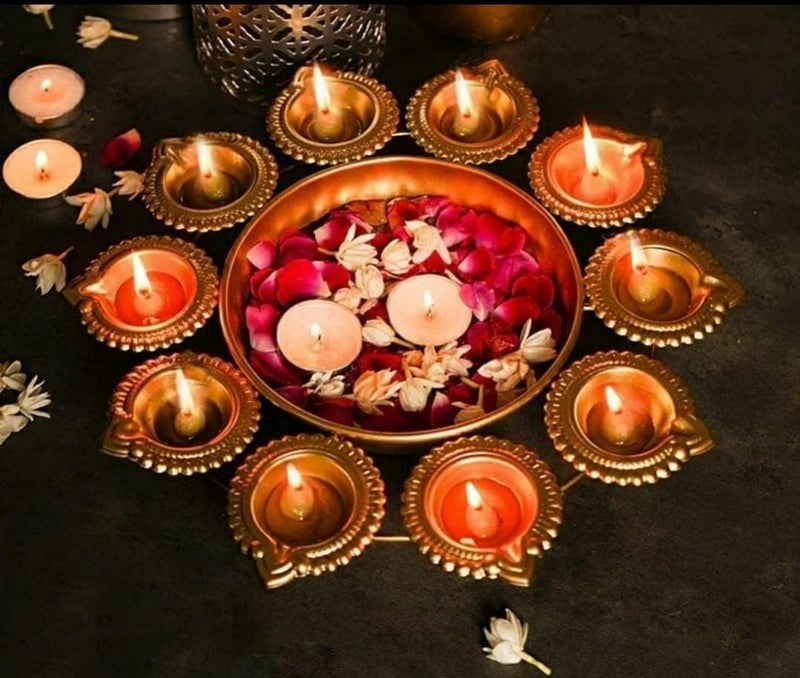 Naivete Golden Decorative Metal Diya Urli Bowl (12 inches) - Image 4