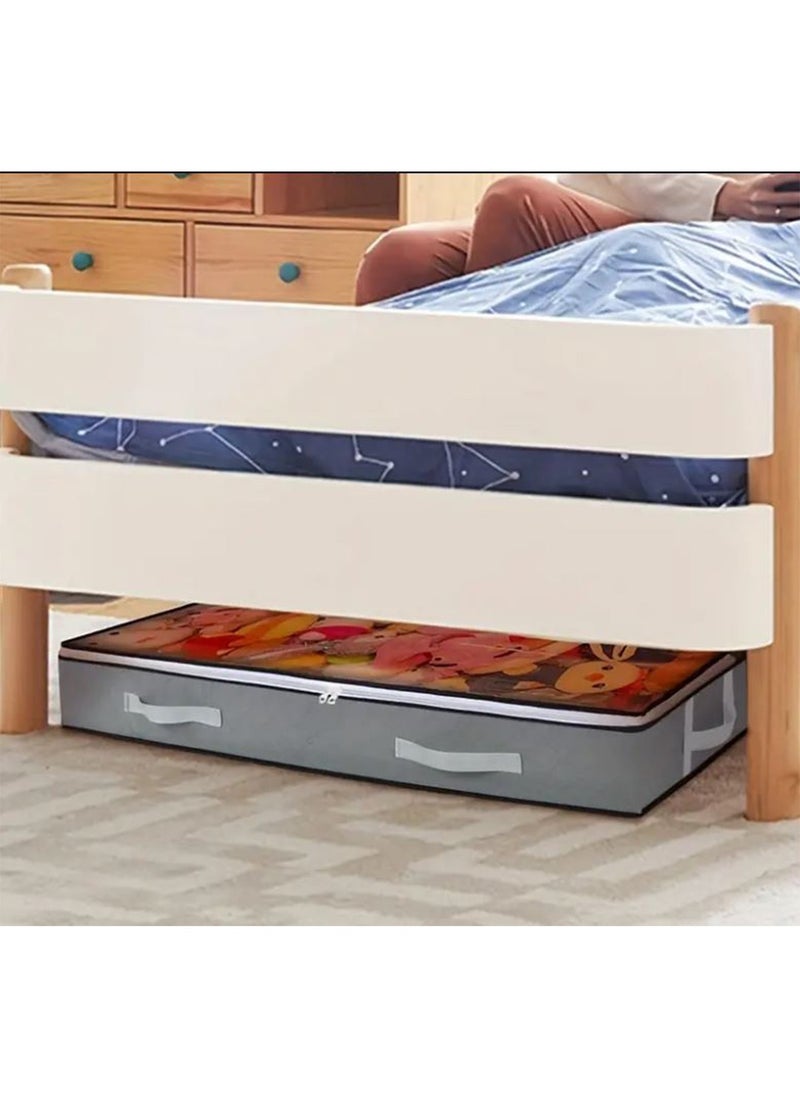 DANIM Under Bed Storage Organizer with Reinforced Handles Dustproof Foldable Cotton Box for Comforters Blankets Bedding Pillows Toys Perfect for Home Organization  - Image 3