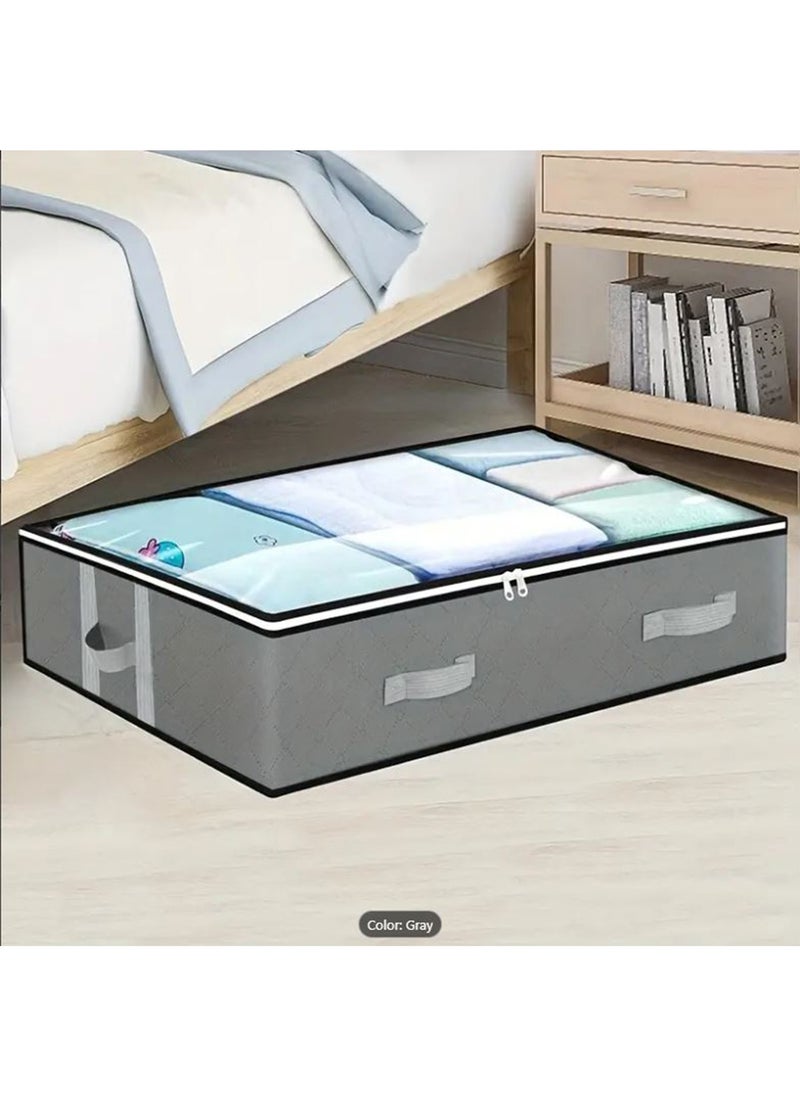 DANIM Under Bed Storage Organizer with Reinforced Handles Dustproof Foldable Cotton Box for Comforters Blankets Bedding Pillows Toys Perfect for Home Organization  - Image 1