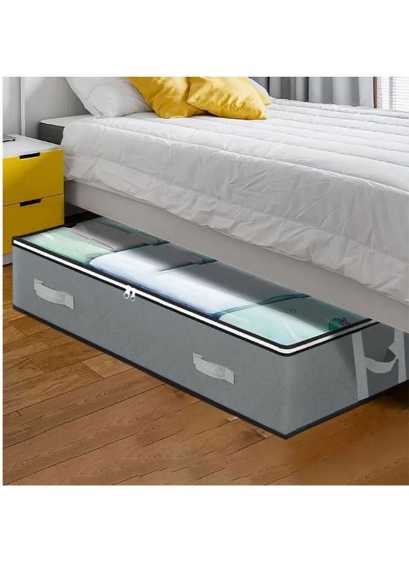 DANIM Under Bed Storage Organizer with Reinforced Handles Dustproof Foldable Cotton Box for Comforters Blankets Bedding Pillows Toys Perfect for Home Organization  - Image 2