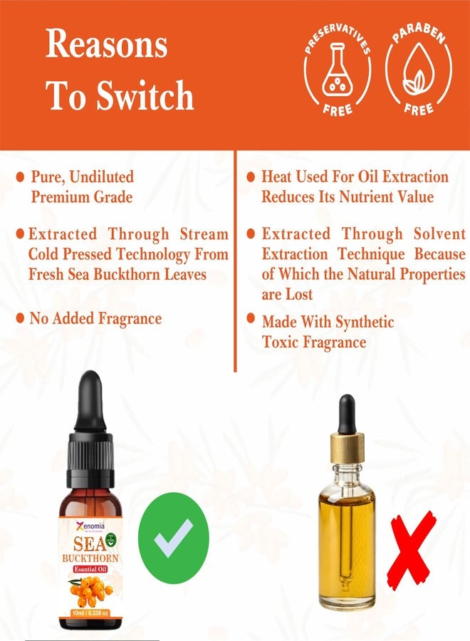 Zenomia Sea Buckthorn Essential Oil Anti Aging, Pure Face Skin Oil Natural Glow & Hydration Omega (10ml) - Image 4