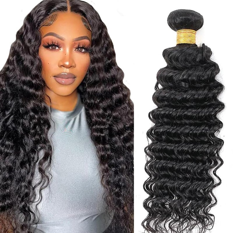 Human Hair Bundles Brazilian Deep Wave One Bundle 16inch 12A 100 Unprocessed Virgin Deep Wave Quick Weave Raw Human Hair Bundles Deals Natural Black