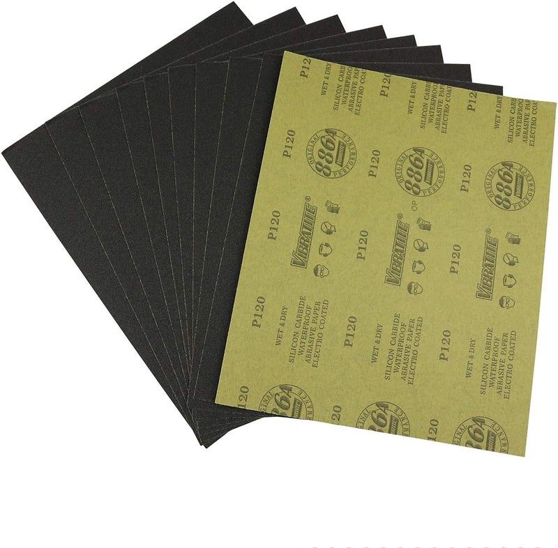 MAXMAN Sandpaper Sheets, 120 Grit Dry Wet Sand Paper, 9 x 11 Inch,Silicon Carbide, for Wood Furniture Finishing,Metal Sanding and Automotive Polishing,10 -Sheet - Image 1