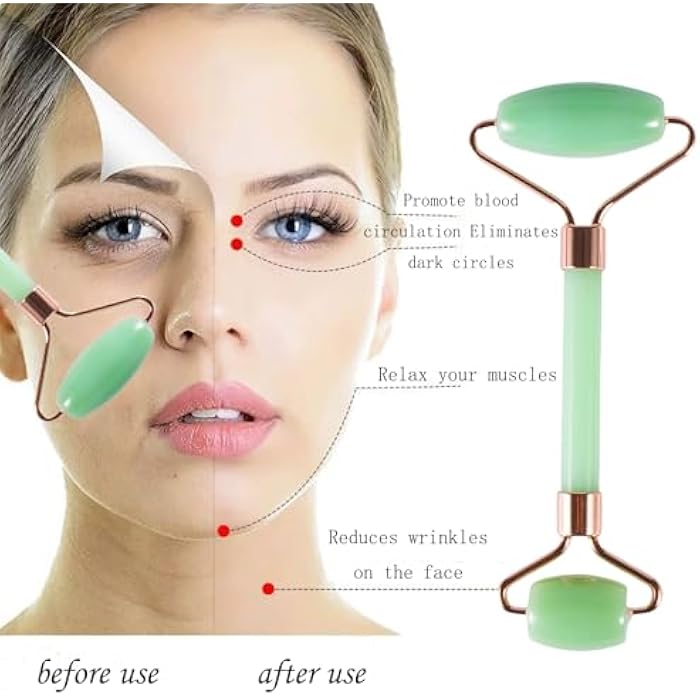 YAMHOHO 2pcs Scraping Facial Tool Valentine's Day Gift, Includes Roller and Scraping Set Massage Tool Jawline Sculptor Facial Contour Sculpting Tool for Your Skin Care Routine (Light Green Set) - Image 4