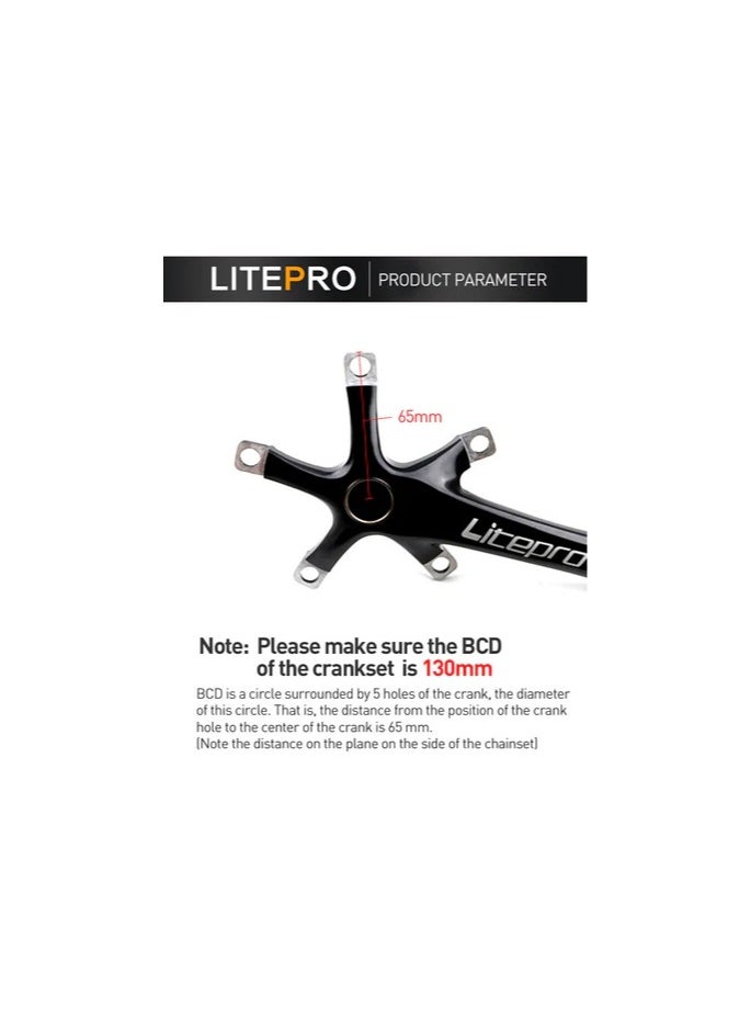 Litepro Plus Crank Arm And Bb With 5 Bolts And Crank Bolt Hollowtech Black  - Image 3