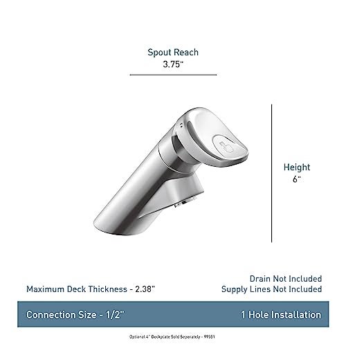 Moen Commercial M-Press Chrome Single-Hole Bathroom Faucet for Public Lavatory, 8894 - Image 4