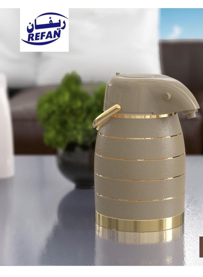 Refan Insulated Coffee and Tea Kettle Size: 2.5 Litres Color: Dark Grey with Gold Line