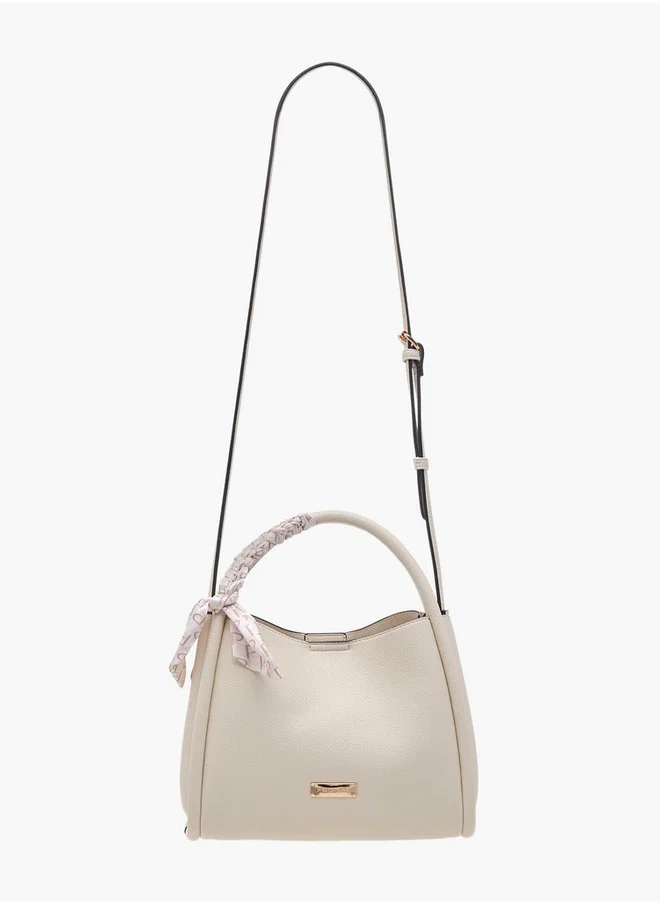بابريكا Solid Tote Bag with Adjustable Strap and Scarf Accent