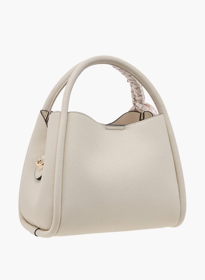 بابريكا Solid Tote Bag with Adjustable Strap and Scarf Accent