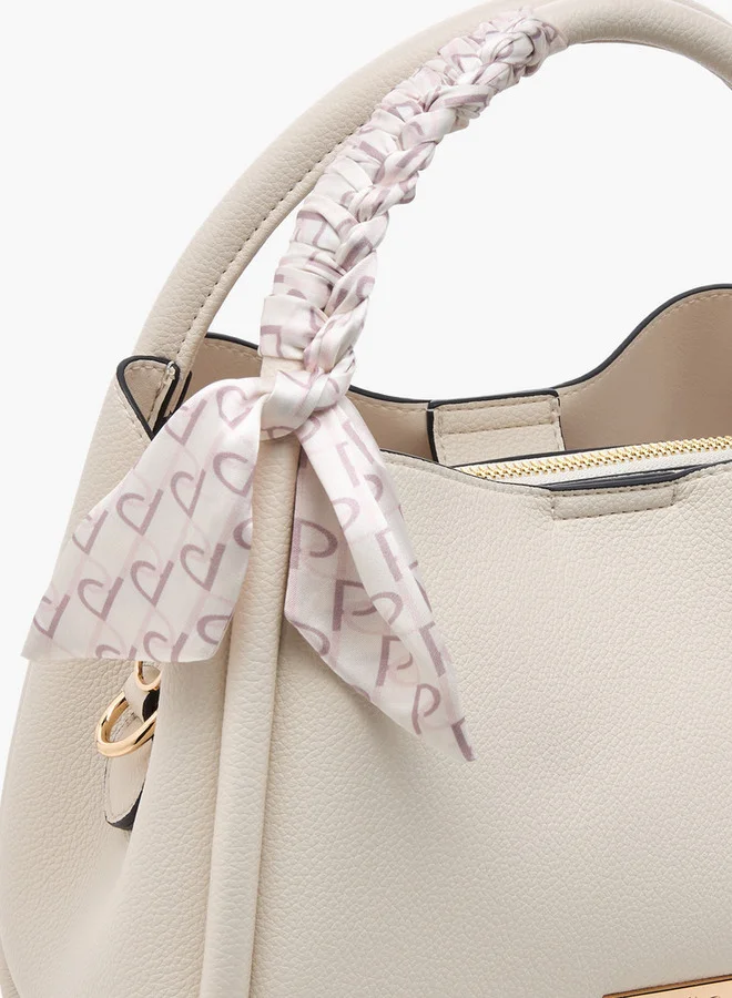 بابريكا Solid Tote Bag with Adjustable Strap and Scarf Accent
