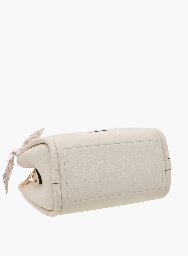 بابريكا Solid Tote Bag with Adjustable Strap and Scarf Accent