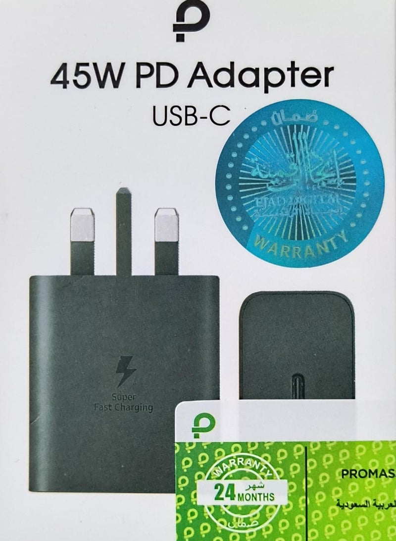 بروماس محول USB-C PD بقدرة 45 وات - شاحن سفر فائق السرعة مع كابل من النوع C قابل للفصل - Image 3
