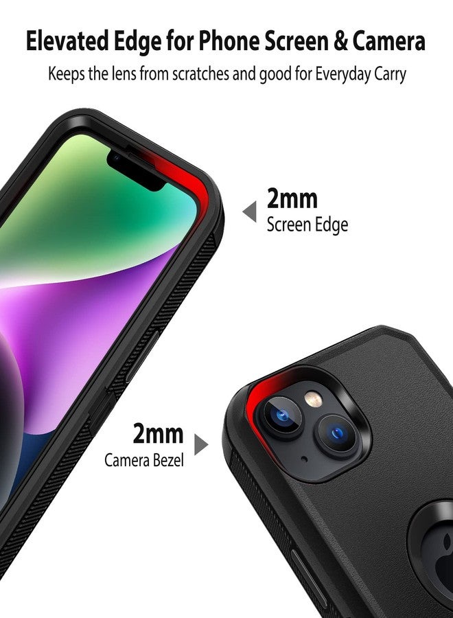 جيوناي جراب Jiunai لهاتف iPhone 14 Plus، مقاوم للصدمات والغبار، يوفر حماية فائقة ضد الخدوش، بطبقتين متينتين، بتصميم هجين متين، مناسب لهاتف iPhone 14 Plus بشاشة 6.7 بوصة، يدعم شبكة الجيل الخامس، إصدار 2022، باللون الأسود. - Image 5