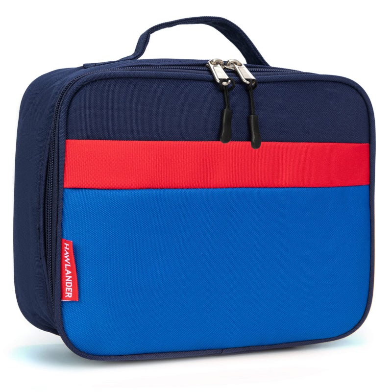 HawLander Insulated Kids Lunch Box Bag for Boys and Girls with Side Bottle Holder NavyBlue