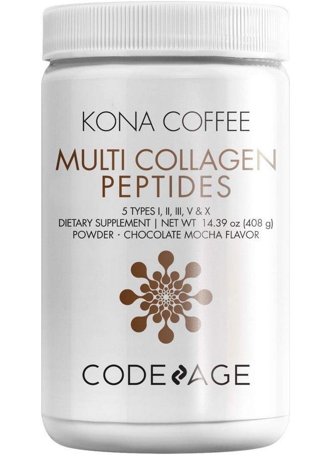 Codeage - Multi Collagen Peptides Protein Powder Chocolate Mocha Instant Coffee Low Calories Drink & Shake Collagen Type I Ii Iii V & X Grassfed Pastureraised Hydrolyzed Nongmo 14.39Oz - Image 1