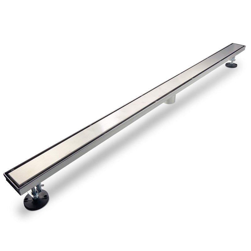 مصرف دش خطي إليفلووم 72 بوصة مع إدخال بلاط 2 في 1 لوحة مصقولة من الفولاذ المقاوم للصدأ 304 مع مصفاة شعر وأقدام قابلة للتعديل