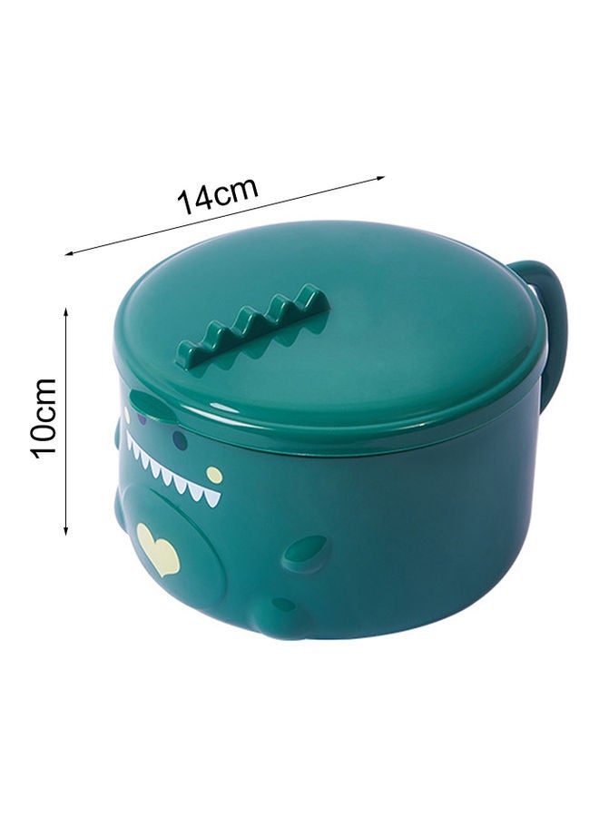 Aknur وعاء نودلز فوري كبير السعة بتصميم ديناصور مع غطاء أخضر - Image 3