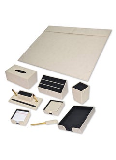 FIS FIS 9-Piece FIS Executive Desk Set Italian PU, Cream - FSDS172CR  - Image 1
