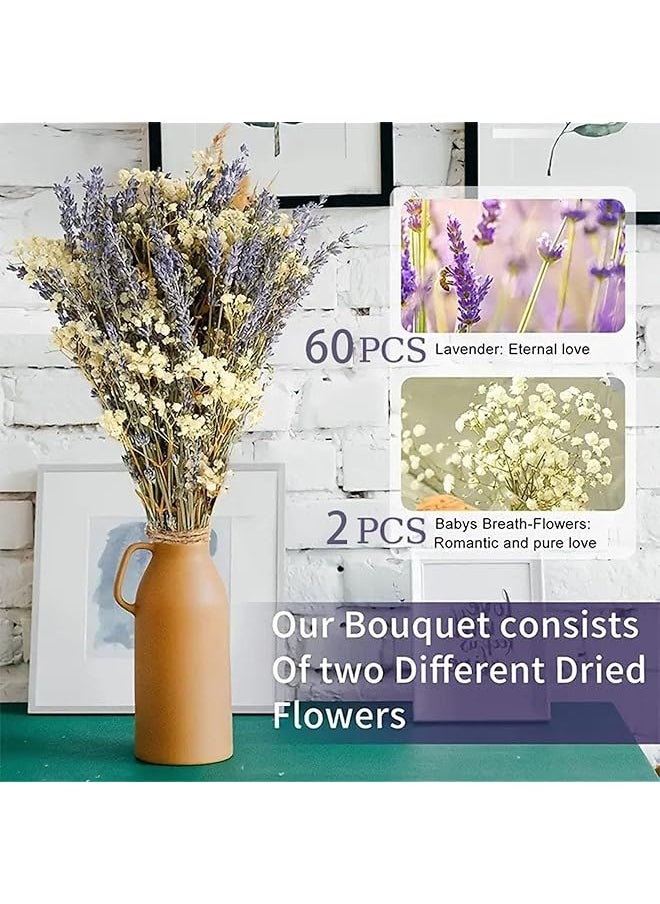 erorex 100 Dried Lavender And 5 Baby'S Breath Flowers Bundles Dried Flower Bouquet For Vase Natural Gypsophila Valentines Day Decor Present For Home Wedding Photography Floral Arrangement Diy  - Image 3