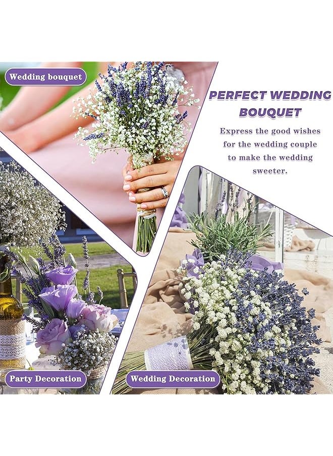 erorex 100 Dried Lavender And 5 Baby'S Breath Flowers Bundles Dried Flower Bouquet For Vase Natural Gypsophila Valentines Day Decor Present For Home Wedding Photography Floral Arrangement Diy  - Image 5