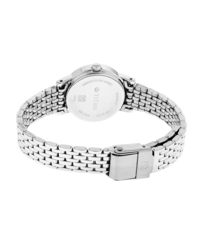 Titan Quartz Analog White Dial Silver Metal Strap Watch for Women 2593sm04 - Image 5