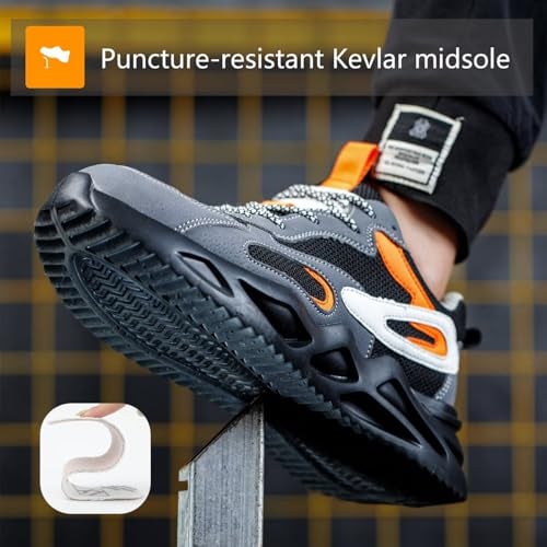 Ruivina Steel Toe Shoes for Men Women Composite Toe Shoe Wide fit Indestructible Work Sneakers Safety Shoes Lightweight Slip on Resistant Breathable Puncture Proof Blue 39 - Image 4