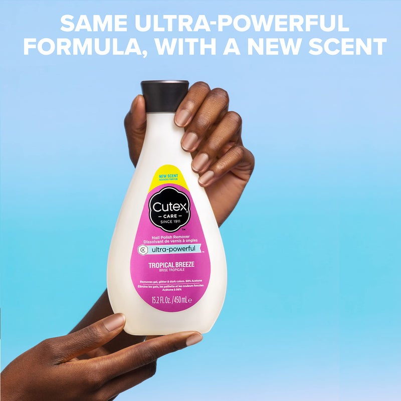 Cutex Gel Nail Polish Remover, Ultra-Powerful & Removes Glitter and Dark Colored Paints, Tropical Breeze Scent, 15.2 Fl Oz - Image 4