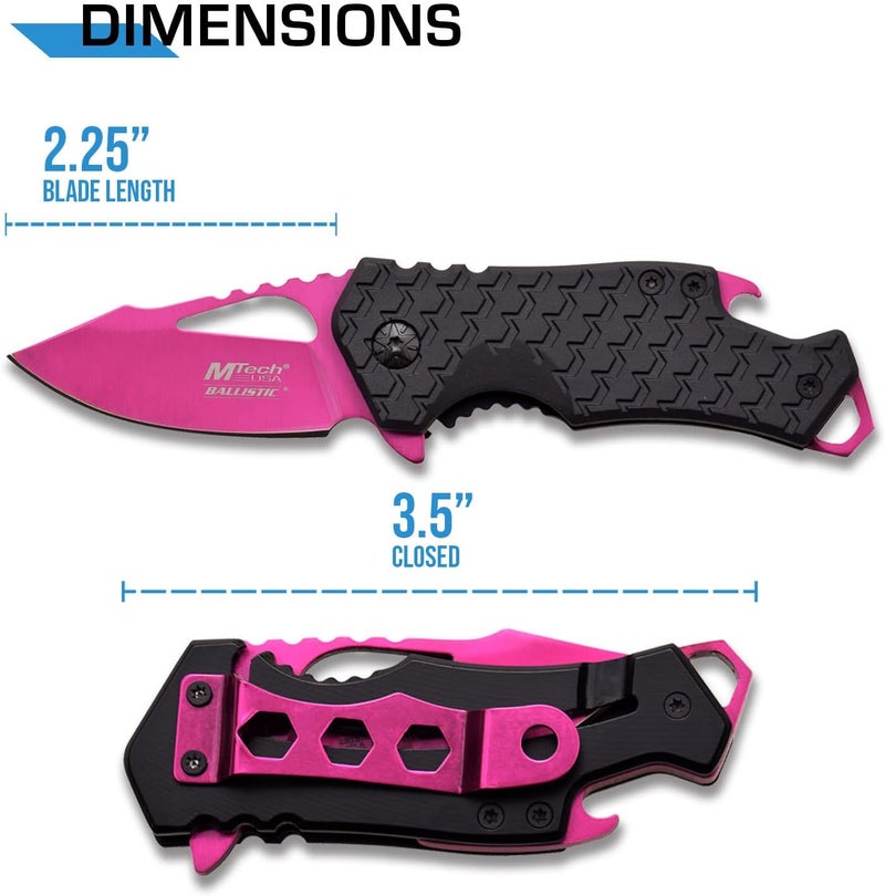 MTECH USA – Pocket Folding Knife – Fine Edge Steel Blade, Aluminum/Nylon Fiber Handle, Bottle Opener and Pocket Clip, Tactical, EDC, Self Defense- MT-A882 - Image 2