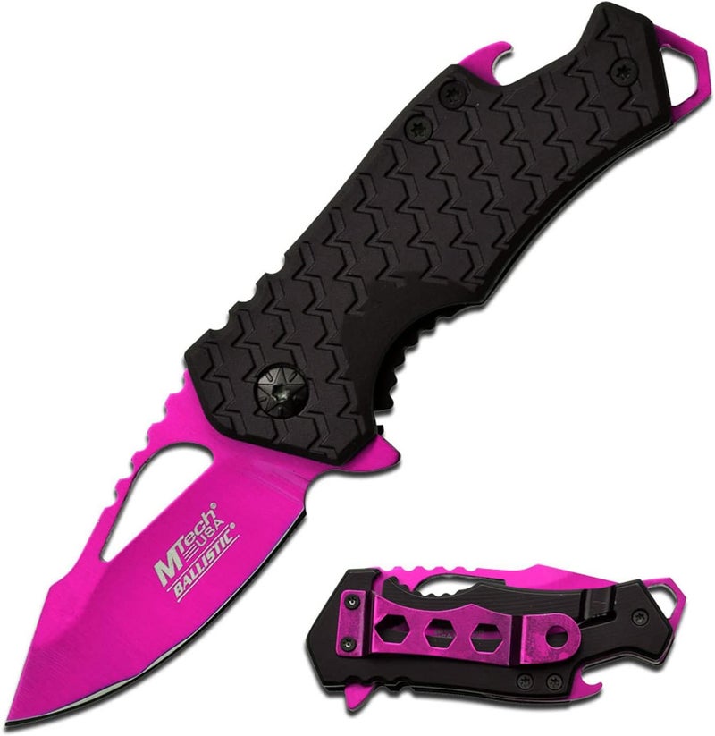 MTECH USA – Pocket Folding Knife – Fine Edge Steel Blade, Aluminum/Nylon Fiber Handle, Bottle Opener and Pocket Clip, Tactical, EDC, Self Defense- MT-A882 - Image 1